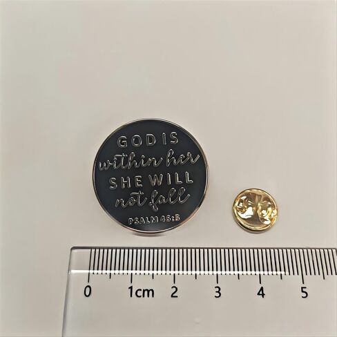 God Is Within Her She Will Not Fall Enamel Pin PSALM 46:5 White and Black Christian Inspiration Badge Brooch For Christian Gift in Saudi Arabia