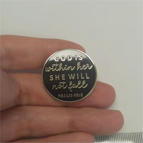 God Is Within Her She Will Not Fall Enamel Pin PSALM 46:5 White and Black Christian Inspiration Badge Brooch For Christian Gift in Saudi Arabia