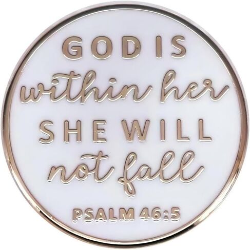 God Is Within Her She Will Not Fall Enamel Pin PSALM 46:5 White and Black Christian Inspiration Badge Brooch For Christian Gift in Saudi Arabia