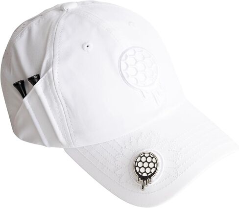 Ladies 6 Panel Unstructured Open Back Golf Hat - Snapback - Tee Holder with Tees & Bill Magnet with Ball Marker in Saudi Arabia