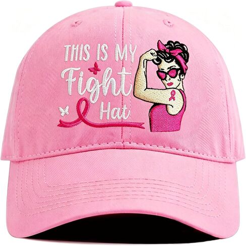 Embroidered Chemo Baseball Caps for Women, Breast Cancer Awareness, Adjustable Cotton Breathable Headwear in Saudi Arabia