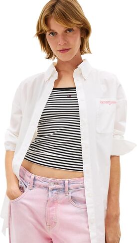 Tommy Jeans Women's Oversized Long Sleeve Button Up Shirts Over Shirts in Saudi Arabia