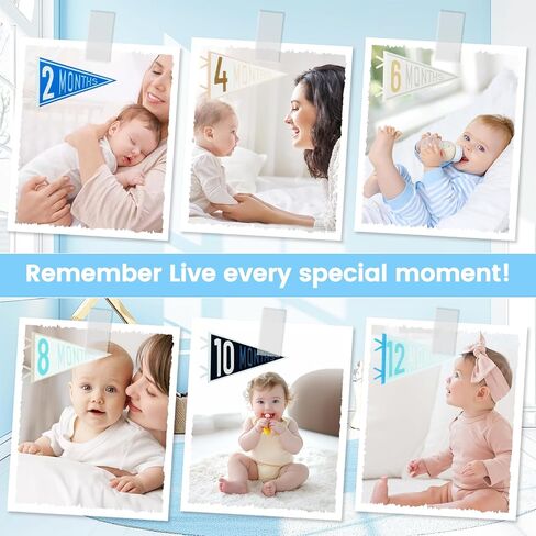 14PCS Baby Monthly Stage,Baby Felt Pennant Stage Signs Monthly,Felt Pennant Flags for Baby Girl & Boy,Month Signs for Newborn Photos and First Year Birthday Baby Shower Decor in Kuwait