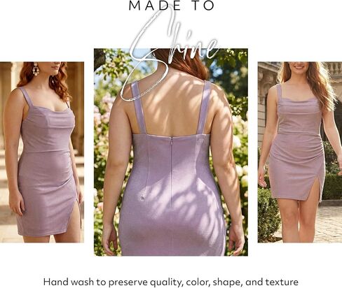 David's Bridal The Edit Studio Metallic Tank Mini Dress, Square Neck Sleeveless Cocktail Dress for Women, Shimmer Party Dress in Saudi Arabia