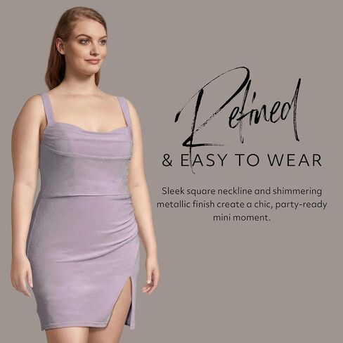 David's Bridal The Edit Studio Metallic Tank Mini Dress, Square Neck Sleeveless Cocktail Dress for Women, Shimmer Party Dress in Saudi Arabia