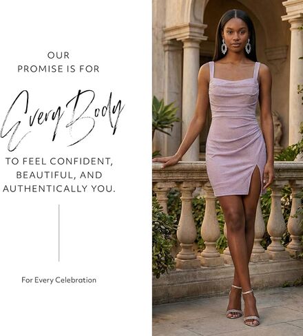 David's Bridal The Edit Studio Metallic Tank Mini Dress, Square Neck Sleeveless Cocktail Dress for Women, Shimmer Party Dress in Saudi Arabia