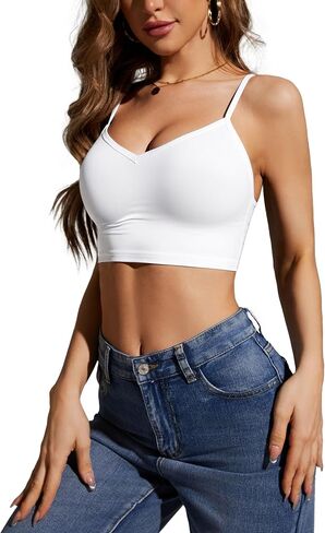 Multi Pack Women's Spaghetti Strap Crop Cami Top, Slim Fit Stretchy Tank in Saudi Arabia