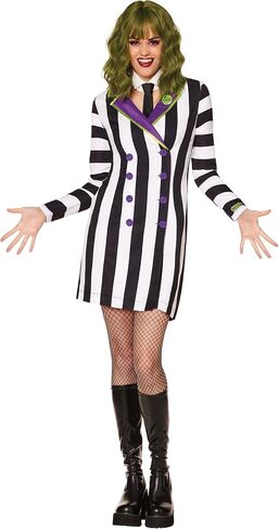 Spirit Halloween Beetlejuice Adult Blazer Dress Costume | Officially Licensed | Black and White Blazer Dress in Saudi Arabia