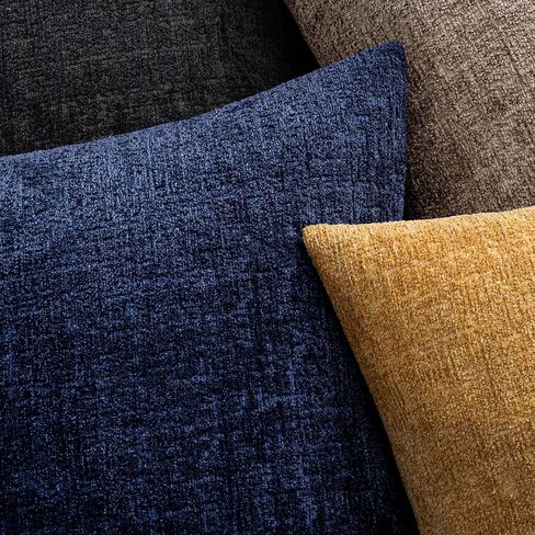 MIULEE Decorative Throw Pillow Covers 18x18 Pack of 2 Navy Blue Couch Pillow Covers Soft Cozy Textured Chenille Pillowcases for Home Decor Sofa Living Room Cushion Bedroom in Saudi Arabia