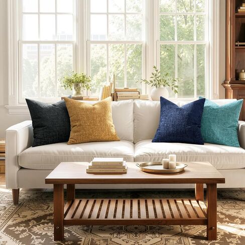 MIULEE Decorative Throw Pillow Covers 18x18 Pack of 2 Navy Blue Couch Pillow Covers Soft Cozy Textured Chenille Pillowcases for Home Decor Sofa Living Room Cushion Bedroom in Saudi Arabia