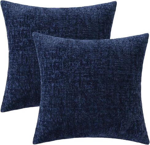 MIULEE Decorative Throw Pillow Covers 18x18 Pack of 2 Navy Blue Couch Pillow Covers Soft Cozy Textured Chenille Pillowcases for Home Decor Sofa Living Room Cushion Bedroom in Saudi Arabia