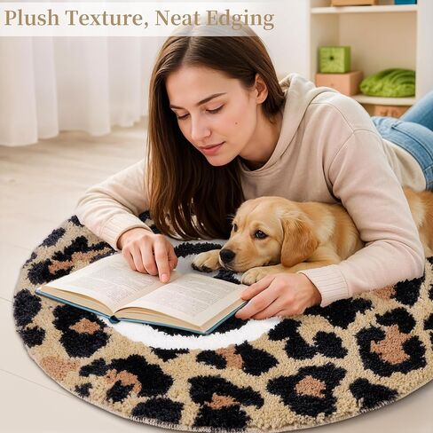 Dripykiaa Cheetah 8 Ball Rug Room Decor 24" Round Leopard Print Room Decor, Soft Plush Area Rug for Trendy Bedroom, Living Room, Dorm, Modern Aesthetic Home Accents for Women & Teens in Saudi Arabia