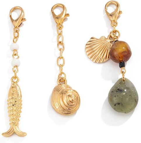 3Pcs Gold Seashell Bikini Chest Chain Charms for Women, Beach Swimsuit Charms with Shell Fish Pendant, Summer Bikini Decoration Accessories for Swimwear in Saudi Arabia