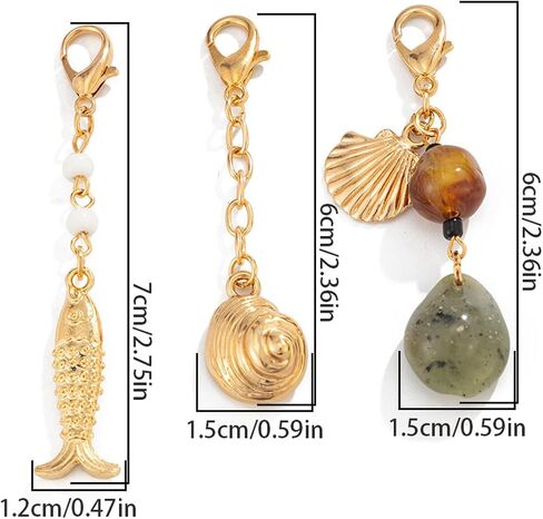 3Pcs Gold Seashell Bikini Chest Chain Charms for Women, Beach Swimsuit Charms with Shell Fish Pendant, Summer Bikini Decoration Accessories for Swimwear in Saudi Arabia