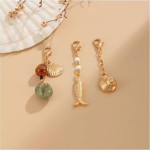 3Pcs Gold Seashell Bikini Chest Chain Charms for Women, Beach Swimsuit Charms with Shell Fish Pendant, Summer Bikini Decoration Accessories for Swimwear in Saudi Arabia