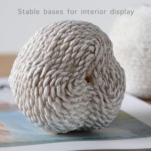 Apple and Pear Figurine Set of 2, Rope-Textured Resin Fruit Ornaments for Shelf Decor, Modern Minimalist Home Décor Accent, Kitchen Counter or Coffee Table Display, Matte White Cream in Saudi Arabia