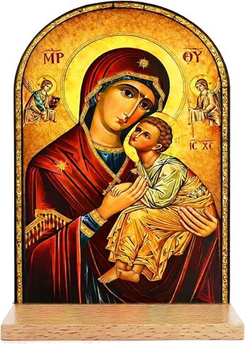 TALPGOD Greek Christian Orthodox Icons of Theotokos Stand Catholic Art Ornament Statue – Acrylic Tabletop Décor for Home Altar & Desk,Christian Gifts for Women & Men in Saudi Arabia