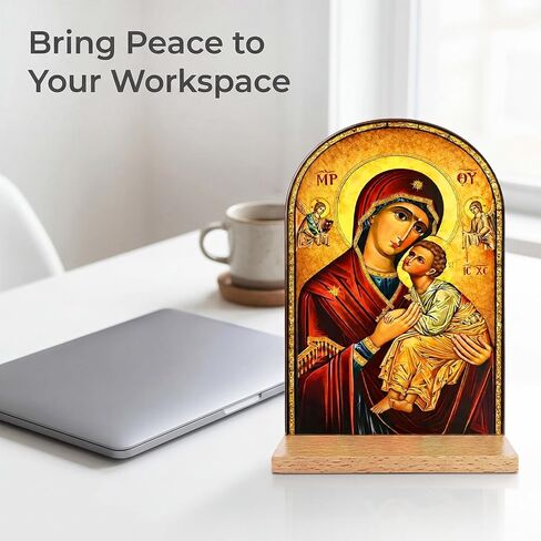 TALPGOD Greek Christian Orthodox Icons of Theotokos Stand Catholic Art Ornament Statue – Acrylic Tabletop Décor for Home Altar & Desk,Christian Gifts for Women & Men in Saudi Arabia