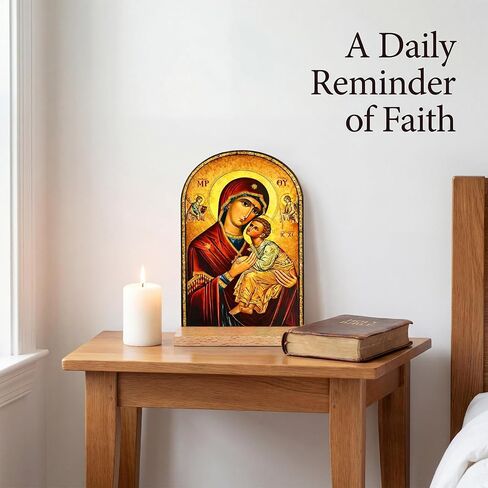 TALPGOD Greek Christian Orthodox Icons of Theotokos Stand Catholic Art Ornament Statue – Acrylic Tabletop Décor for Home Altar & Desk,Christian Gifts for Women & Men in Saudi Arabia