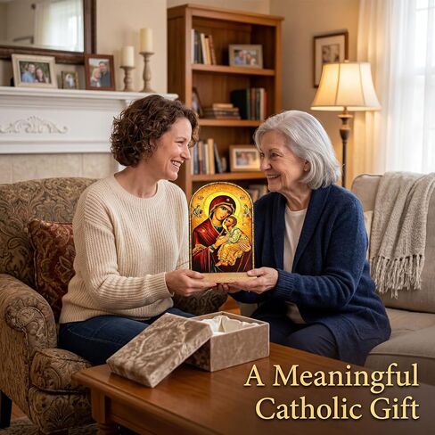TALPGOD Greek Christian Orthodox Icons of Theotokos Stand Catholic Art Ornament Statue – Acrylic Tabletop Décor for Home Altar & Desk,Christian Gifts for Women & Men in Saudi Arabia
