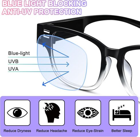 نظارات القراءة Oubaka مع قارئات LED ساطعة مع أضواء زرقاء تحجب نظارات القراءة المكبرة للعمل عن قرب in Kuwait