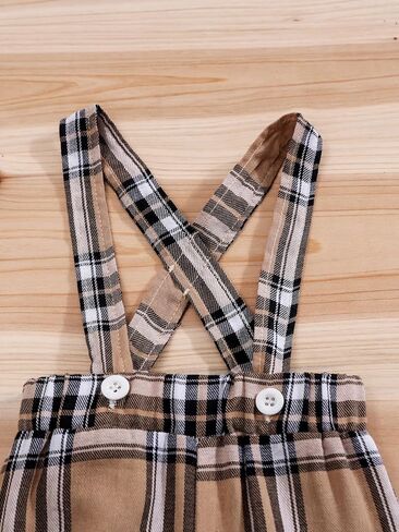 Baby Boy Plaid Shorts 2‑Piece Outfit Short Sleeve Polo Shirt with Bow Tie Embroidery Summer Gentleman Clothes in Saudi Arabia