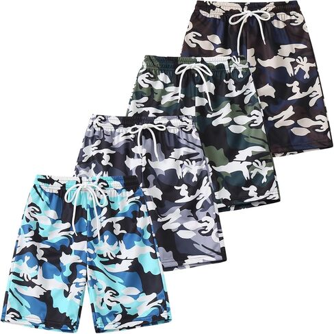 Boys Shorts 4 Pack Elastic Waist Quick Dry Shorts Casual Lightweight Summer Beach for Kids Size 3-12 Years in Saudi Arabia