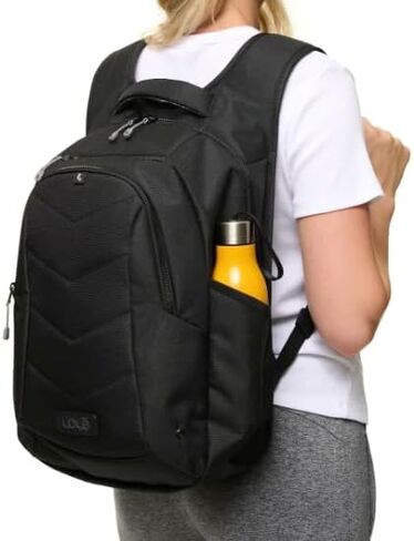Lole Expandable Backpack with Padded Laptop Sleeve, Bottle Pocket & Emergency Whistle – Made in Vietnam - Black, Black, Regular in Saudi Arabia
