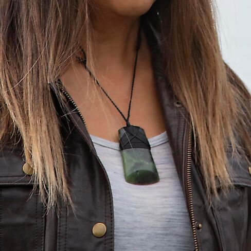 Ina & Co 100% New Zealand Jade Necklace for Men and Women, Hand Carved Maori Necklace Jade Pendant for Men With Black Adjustable Cord, Pounamu Green Stone, Toki Nephrite Jade Large 2.8in (70mm) in Saudi Arabia