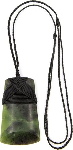 Ina & Co 100% New Zealand Jade Necklace for Men and Women, Hand Carved Maori Necklace Jade Pendant for Men With Black Adjustable Cord, Pounamu Green Stone, Toki Nephrite Jade Large 2.8in (70mm) in Saudi Arabia