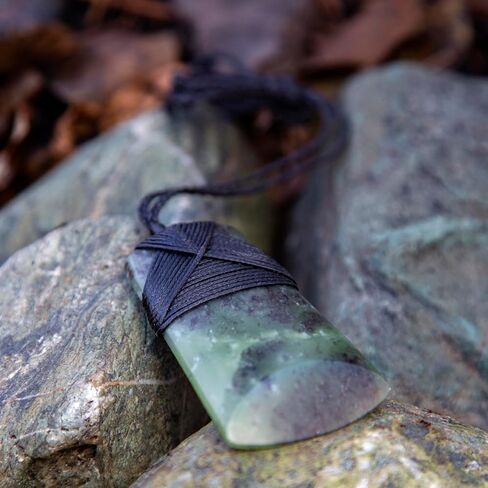 Ina & Co 100% New Zealand Jade Necklace for Men and Women, Hand Carved Maori Necklace Jade Pendant for Men With Black Adjustable Cord, Pounamu Green Stone, Toki Nephrite Jade Large 2.8in (70mm) in Saudi Arabia