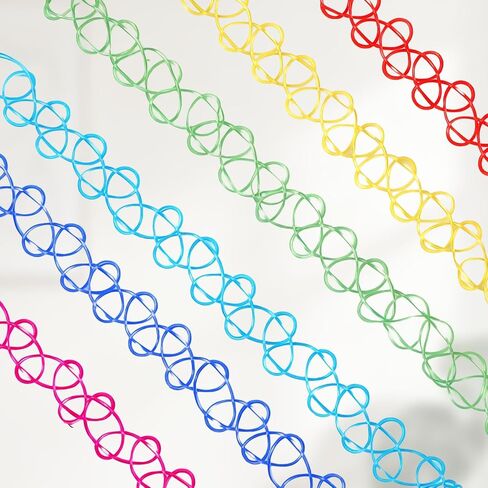 12PC Multicolour Tattoo Choker Necklace, Black Stretchy Elastic Vintage Trendy Y2K Fashion Jewelry, 90s Adjustable Retro Gothic Grunge Aesthetic Necklace, Summer Vacation Color Set in Kuwait