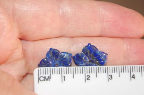 Vintage Gorgeous 15MM Genuine Lapis Carved Flower Jackets For Earrings Use With Any Studs in Kuwait
