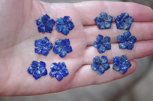 Vintage Gorgeous 15MM Genuine Lapis Carved Flower Jackets For Earrings Use With Any Studs in Kuwait