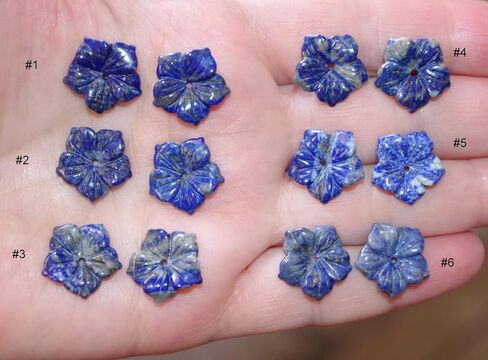 Vintage Gorgeous 15MM Genuine Lapis Carved Flower Jackets For Earrings Use With Any Studs in Kuwait
