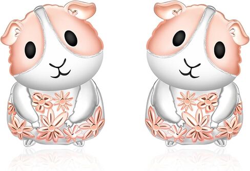 Guinea Pig Stud Earrings for Women: S925 Sterling Silver Guinea Pig Earrings Hypoallergenic Cute Animal Jewelry Gifts for Lover Mothers Daughter Christmas Birthday Valentines in Saudi Arabia