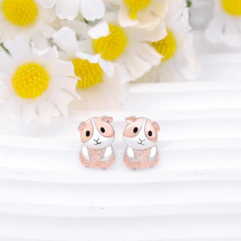 Guinea Pig Stud Earrings for Women: S925 Sterling Silver Guinea Pig Earrings Hypoallergenic Cute Animal Jewelry Gifts for Lover Mothers Daughter Christmas Birthday Valentines in Saudi Arabia