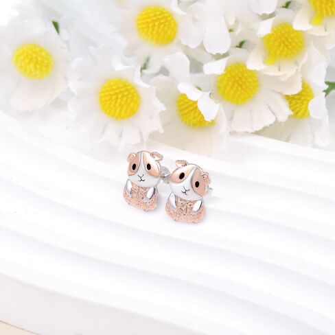 Guinea Pig Stud Earrings for Women: S925 Sterling Silver Guinea Pig Earrings Hypoallergenic Cute Animal Jewelry Gifts for Lover Mothers Daughter Christmas Birthday Valentines in Saudi Arabia