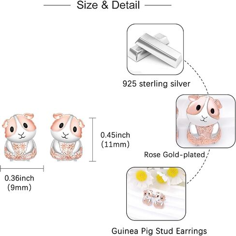 Guinea Pig Stud Earrings for Women: S925 Sterling Silver Guinea Pig Earrings Hypoallergenic Cute Animal Jewelry Gifts for Lover Mothers Daughter Christmas Birthday Valentines in Saudi Arabia