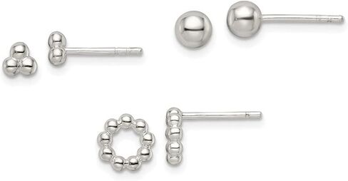 925 Sterling Silver Beaded and Stud Earrings Set in Kuwait