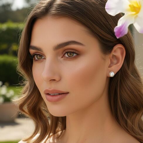 5 Pairs Stud Earrings for Women, Pearl Gold Plated Pearl Ball Jewelry Small Earrings Post Set Cartilage Piercing Lightweight Flatback Jewelry for Her Women Birthday Wedding in Saudi Arabia