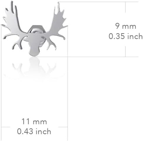 Moose Post Earrings - Platinum over 925 Solid Sterling Silver, Animal Studs, Hypoallergenic Jewelry Gifts Mini Wildlife and Deer Charms by Dayna Designs in Saudi Arabia