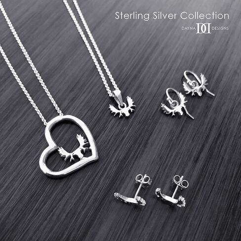 Moose Post Earrings - Platinum over 925 Solid Sterling Silver, Animal Studs, Hypoallergenic Jewelry Gifts Mini Wildlife and Deer Charms by Dayna Designs in Saudi Arabia