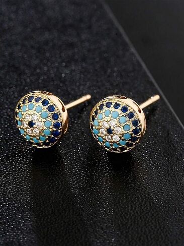 Womens Stud Earrings With Cubic Zirconia Small Diamond StudsDaily Casual Rhinestone Jewelry Hypoallergenic Copper Material For Sensitive Ears in Saudi Arabia