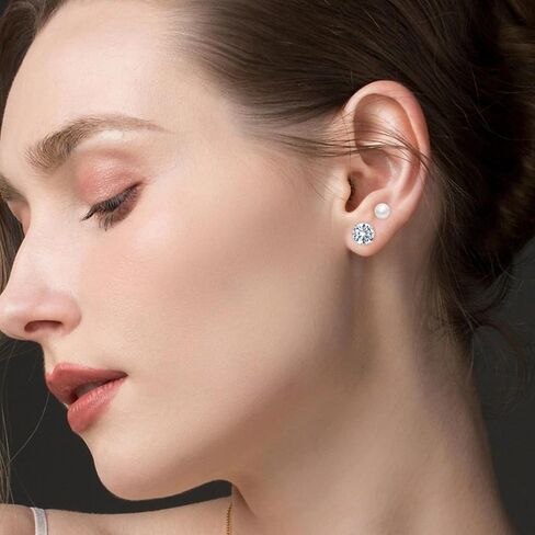 Ailife 3 Pairs Moonstone Earrings Set Cubic Zirconia Pearl Stud Earrings for Women 14K White Gold Plated Opal Tear Drop Earrings Jewelry in Saudi Arabia