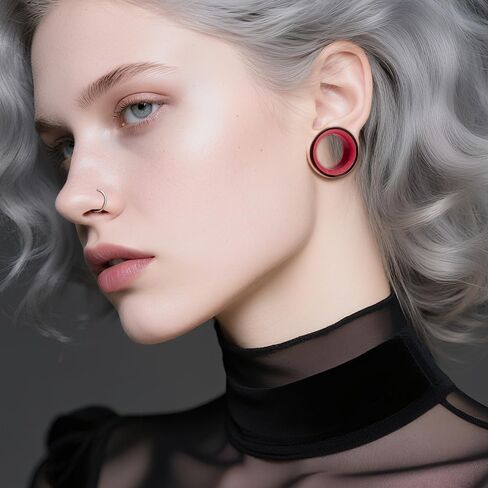 DOEARKO 2Pcs Stainless Steel Outer Ring & PLA Inner Plug Ear Gauges (2g/6mm - 1"/25mm) Hypoallergenic Double Material for Stretched Ears Lightweight Breathable Plugs in Saudi Arabia