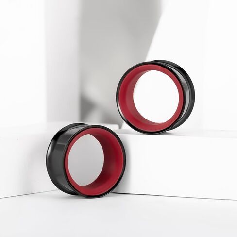 DOEARKO 2Pcs Stainless Steel Outer Ring & PLA Inner Plug Ear Gauges (2g/6mm - 1"/25mm) Hypoallergenic Double Material for Stretched Ears Lightweight Breathable Plugs in Saudi Arabia