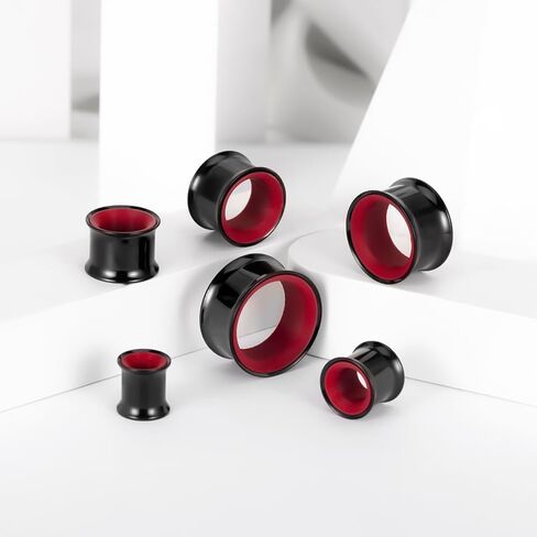 DOEARKO 2Pcs Stainless Steel Outer Ring & PLA Inner Plug Ear Gauges (2g/6mm - 1"/25mm) Hypoallergenic Double Material for Stretched Ears Lightweight Breathable Plugs in Saudi Arabia