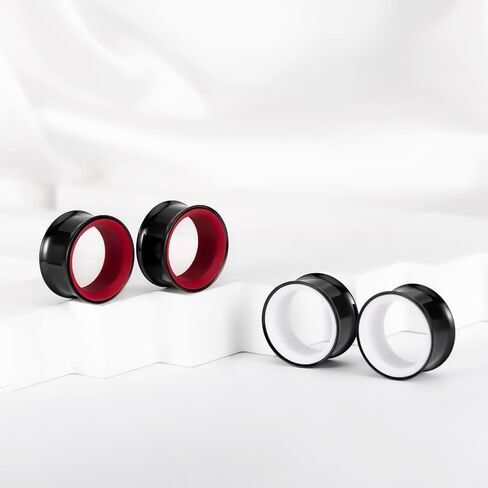 DOEARKO 2Pcs Stainless Steel Outer Ring & PLA Inner Plug Ear Gauges (2g/6mm - 1"/25mm) Hypoallergenic Double Material for Stretched Ears Lightweight Breathable Plugs in Saudi Arabia
