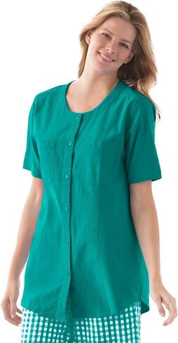Woman Within Plus Size Short-Sleeve Crinkle Shirt in Saudi Arabia